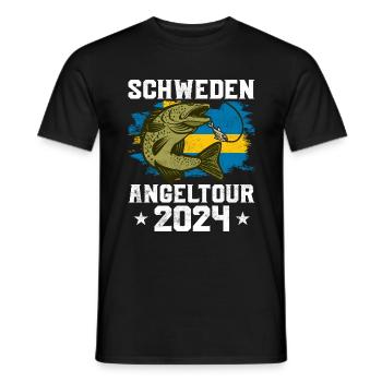 Schweden 2024 Angeln in Schweden - Männer T-Shirt - Schwarz - Vorne - AI Model Male 178 light (178cm)