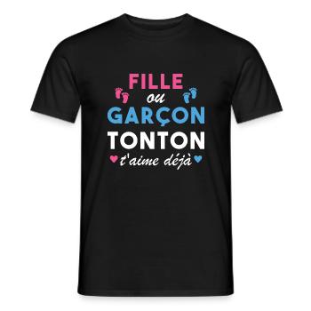 Fille ou Garçon Tonton T aime Déjà - T-shirt homme - noir - Devant - AI Model Male 178 light (178cm)