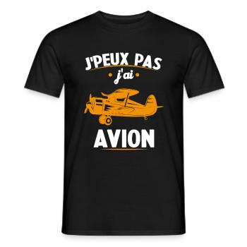 Je Peux Pas J ai Avion - T-shirt homme - noir - Devant - AI Model Male 178 light (178cm)