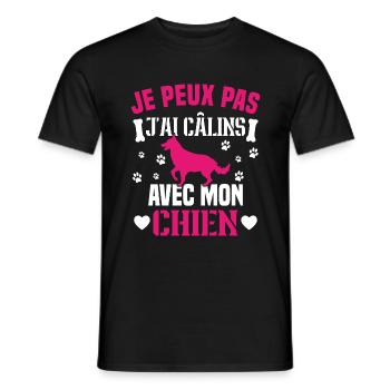 Ich kann nicht mit meinem Hund kuscheln - Männer T-Shirt - Schwarz - Vorne - AI Model Male 178 light (178cm)