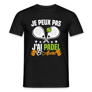 I can't I have padel and aperitif Padeliste Gift - Men's T-Shirt - black - Front - AI Model Male 178 light (178cm)