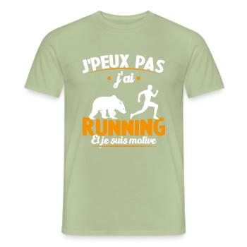 Je Peux Pas J ai Running Et Je Suis Motivé - T-shirt homme - vert sauge - Devant - AI Model Male 178 light (178cm)