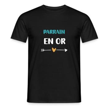Pate in Gold Herz Patengeschenk - Männer T-Shirt - Schwarz - Vorne - AI Model Male 178 light (178cm)