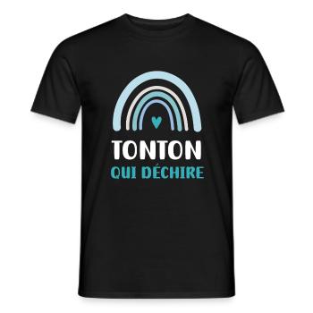 tonton qui déchire arc-en-ciel cadeau tonton - T-shirt homme - noir - Devant - AI Model Male 178 light (178cm)