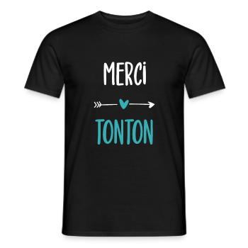 merci tonton humour cadeau tonton - T-shirt homme - noir - Devant - AI Model Male 178 light (178cm)
