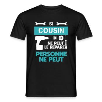 DIY Cousin Handwerker Lustiger Humor - Männer T-Shirt - Schwarz - Vorne - AI Model Male 178 light (178cm)