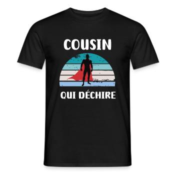 cousin qui déchire rétro vintage cadeau cousin - T-shirt homme - noir - Devant - AI Model Male 178 light (178cm)