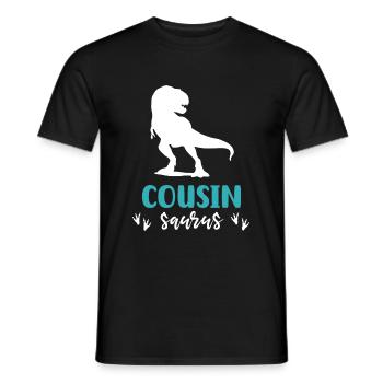 Cousin Saurus Dinosaurier T Rex Cousin Geschenk - Männer T-Shirt - Schwarz - Vorne - AI Model Male 178 light (178cm)