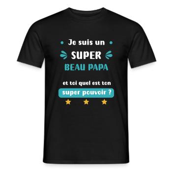 super beau papa super pouvoir cadeau - T-shirt homme - noir - Devant - AI Model Male 178 light (178cm)