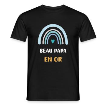 beau papa en or arc-en-ciel cadeau - T-shirt homme - noir - Devant - AI Model Male 178 light (178cm)
