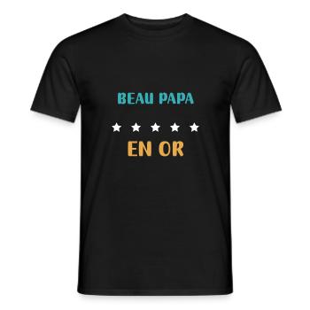 beau papa en or personnalisé cadeau - T-shirt homme - noir - Devant - AI Model Male 178 light (178cm)