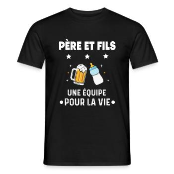 Father & Son Team for Life Aperitif Duo Man - Men's T-Shirt - black - Front - AI Model Male 178 light (178cm)