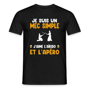 Mec simple aïkido apéro aïkidoka humour - T-shirt homme - noir - Devant - AI Model Male 178 light (178cm)