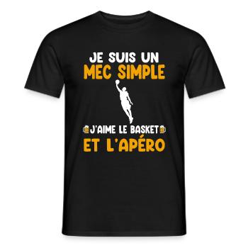 Mec simple basket apéro basketteur humour - T-shirt homme - noir - Devant - AI Model Male 178 light (178cm)