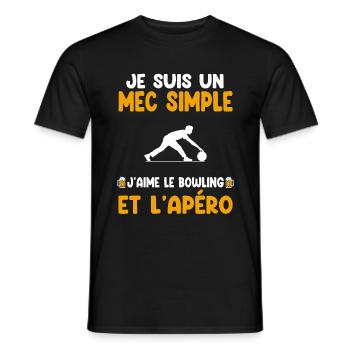 Mec simple bowling apéro bouliste humour - T-shirt homme - noir - Devant - AI Model Male 178 light (178cm)