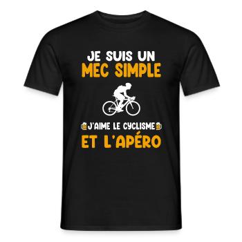 Simple guy cycling aperitif cyclist humor - Men's T-Shirt - black - Front - AI Model Male 178 light (178cm)
