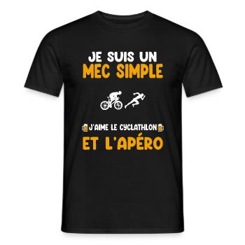 Mec simple cyclathlon apéro athlète humour - T-shirt homme - noir - Devant - AI Model Male 178 light (178cm)