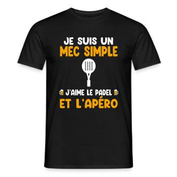 Einfacher Kerl, Padel, Aperitif, Padelist, Humor - Männer T-Shirt - Schwarz - Vorne - AI Model Male 178 light (178cm)