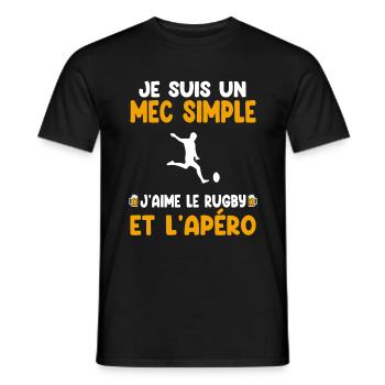 Einfacher Kerl Rugby Aperitif Rugbyspieler Humor - Männer T-Shirt - Schwarz - Vorne - AI Model Male 178 light (178cm)