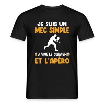 Mec simple squash apéro badiste humour - T-shirt homme - noir - Devant - AI Model Male 178 light (178cm)