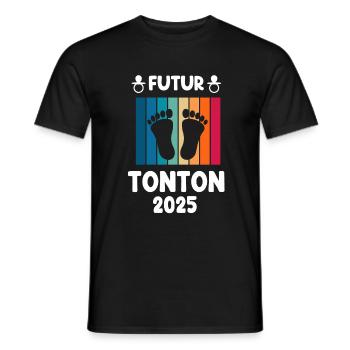 Vintage Future Uncle 2025 Pregnancy Announcement - Men's T-Shirt - black - Front - AI Model Male 178 light (178cm)