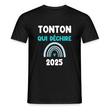 2025 tonton qui déchire cadeau annonce grossesse - T-shirt homme - noir - Devant - AI Model Male 178 light (178cm)
