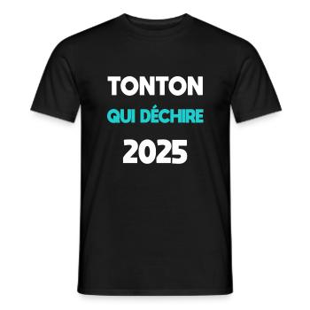 tonton qui déchire 2025 cadeau annonce grossesse - T-shirt homme - noir - Devant - AI Model Male 178 light (178cm)