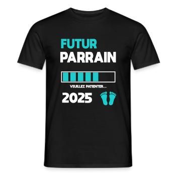 futur parrain 2025 cadeau annonce grossesse - T-shirt homme - noir - Devant - AI Model Male 178 light (178cm)