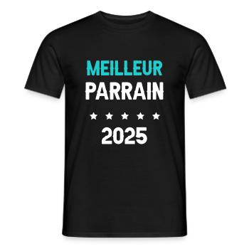 parrain 2025 meilleur cadeau annonce grossesse - T-shirt homme - noir - Devant - AI Model Male 178 light (178cm)