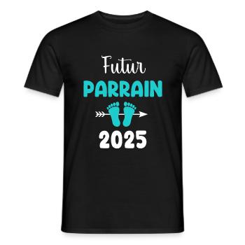 parrain futur 2025 cadeau annonce grossesse - T-shirt homme - noir - Devant - AI Model Male 178 light (178cm)