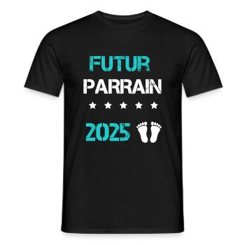 Futur parrain 2025 annonce grossesse - T-shirt homme - noir - Devant - AI Model Male 178 light (178cm)