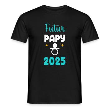 Futur papy 2025 tétine annonce grossesse - T-shirt homme - noir - Devant - AI Model Male 178 light (178cm)