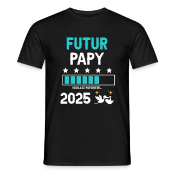 Zukünftiger Opa Storch 2025 Schwangerschaftsankündigung - Männer T-Shirt - Schwarz - Vorne - AI Model Male 178 light (178cm)