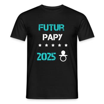 tétine Futur papy 2025 annonce grossesse - T-shirt homme - noir - Devant - AI Model Male 178 light (178cm)