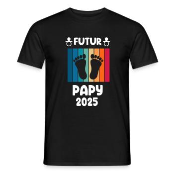 vintage Futur papy 2025 annonce grossesse - T-shirt homme - noir - Devant - AI Model Male 178 light (178cm)