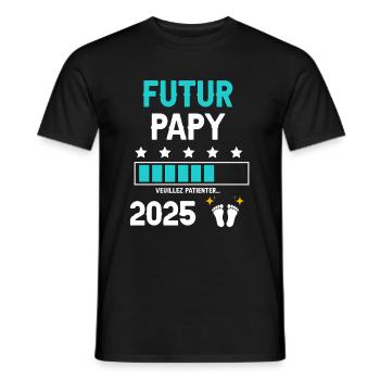homme Futur papy 2025 annonce grossesse - T-shirt homme - noir - Devant - AI Model Male 178 light (178cm)