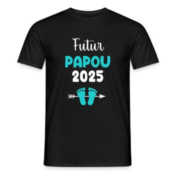 Future Papuan 2025 Man Announces Pregnancy Daddy - Men's T-Shirt - black - Front - AI Model Male 178 light (178cm)