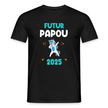 Future Papuan 2025 Unicorn Dab Pregnancy Announcement - Men's T-Shirt - black - Front - AI Model Male 178 light (178cm)