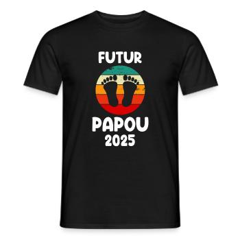 Future Papuan 2025 Vintage Announcement Pregnancy Dad - Men's T-Shirt - black - Front - AI Model Male 178 light (178cm)