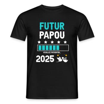 Future Papuan Stork 2025 Announcement Pregnancy Dad - Men's T-Shirt - black - Front - AI Model Male 178 light (178cm)