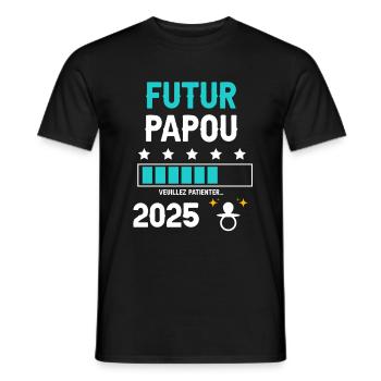 Future Papuan Pacifier 2025 Announcement Pregnancy Dad - Men's T-Shirt - black - Front - AI Model Male 178 light (178cm)