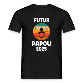 Future Papuan vintage 2025 announcement pregnancy dad - Men's T-Shirt - black - Front - AI Model Male 178 light (178cm)