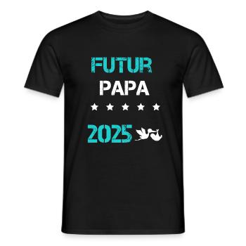 stork Future dad 2025 pregnancy announcement - Men's T-Shirt - black - Front - AI Model Male 178 light (178cm)