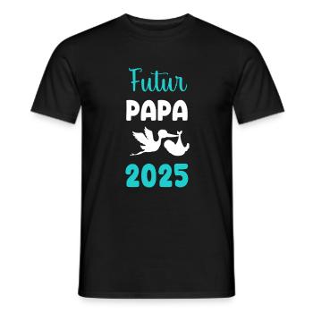 Future dad 2025 stork pregnancy announcement - Men's T-Shirt - black - Front - AI Model Male 178 light (178cm)