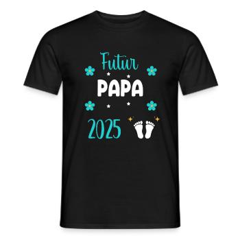 Future Dad 2025 Flowers Schwangerschaftsankündigung - Männer T-Shirt - Schwarz - Vorne - AI Model Male 178 light (178cm)