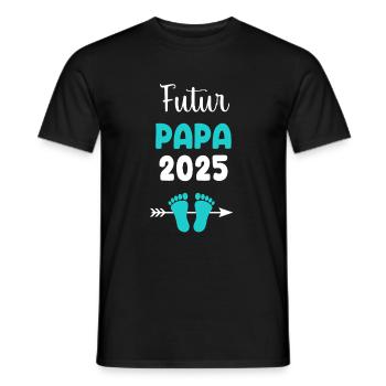 Futur papa 2025 homme annonce grossesse - T-shirt homme - noir - Devant - AI Model Male 178 light (178cm)