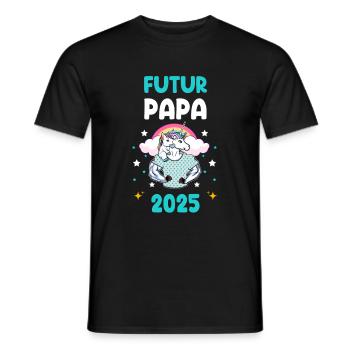Futur papa 2025 licorne annonce grossesse - T-shirt homme - noir - Devant - AI Model Male 178 light (178cm)