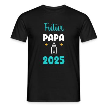Future Papa Flasche 2025 Schwangerschaftsankündigung - Männer T-Shirt - Schwarz - Vorne - AI Model Male 178 light (178cm)