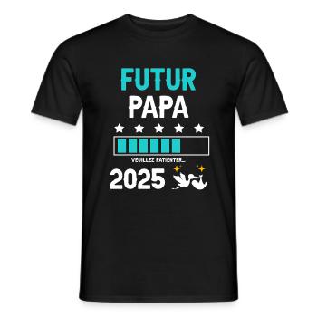 Futur papa cigogne 2025 annonce grossesse - T-shirt homme - noir - Devant - AI Model Male 178 light (178cm)