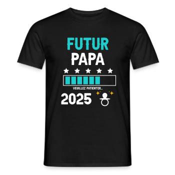 Futur papa tétine 2025 annonce grossesse - T-shirt homme - noir - Devant - AI Model Male 178 light (178cm)